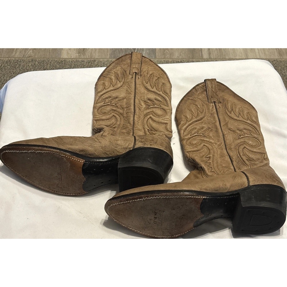 Abilene Vintage Cowboy Boots Tan Leather Western Made In USA Mens 10